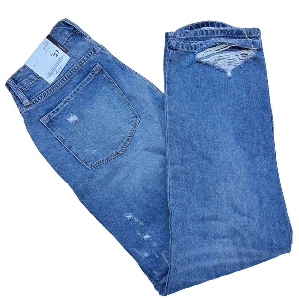 KanCan ultra high rise 90's Boyfriend Jeans Medium Wash NWT Distressed 27